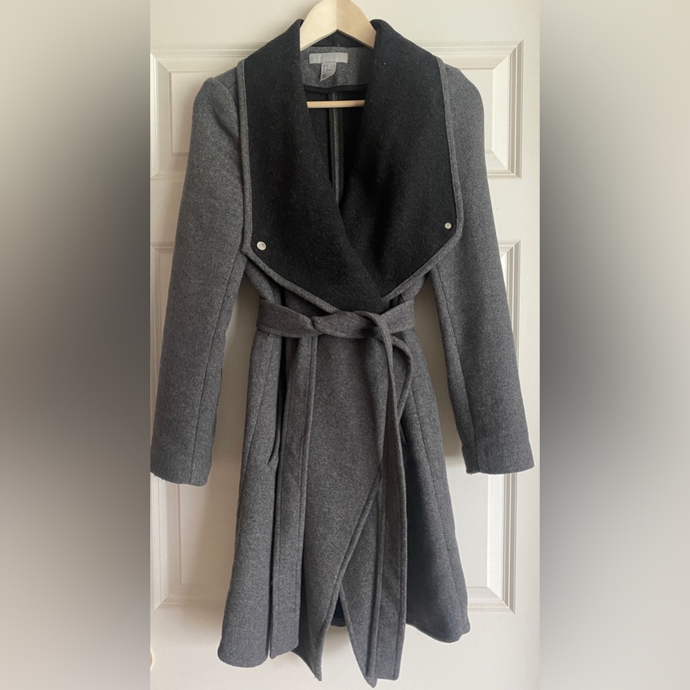 H&M Wool Blend Open Front Belted Coat